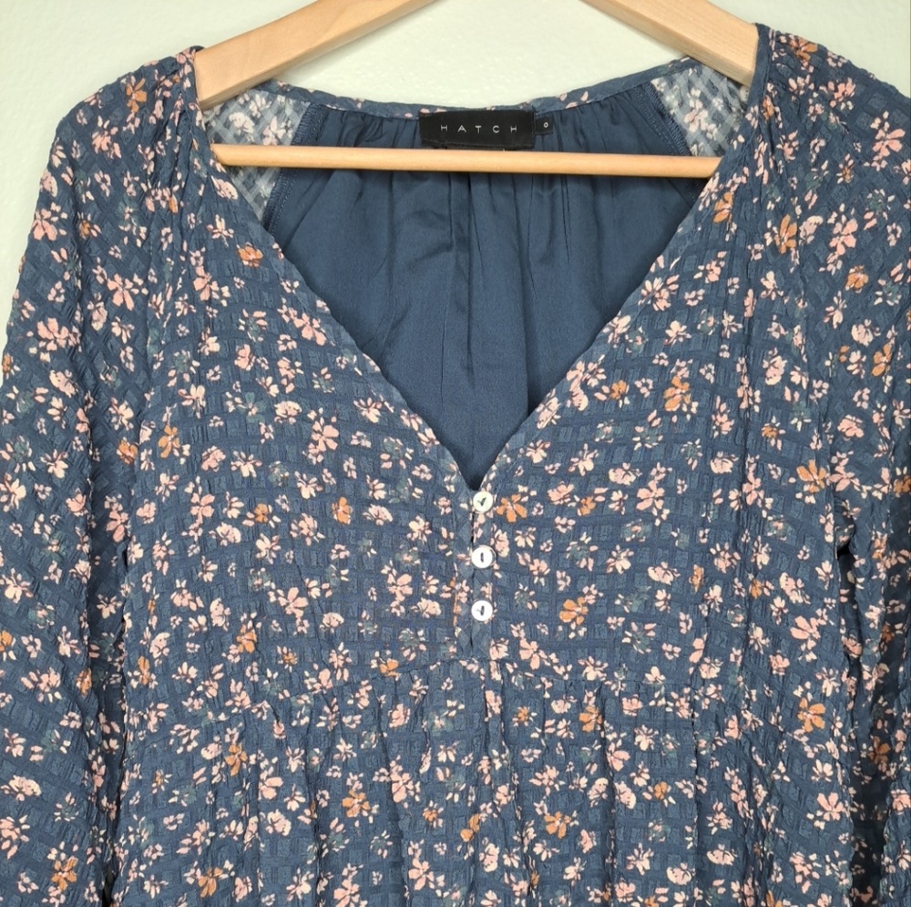 Hatch Collection The Kelsey Maternity Ruffled Dress Painted Floral Size 0 - Picture 4 of 16